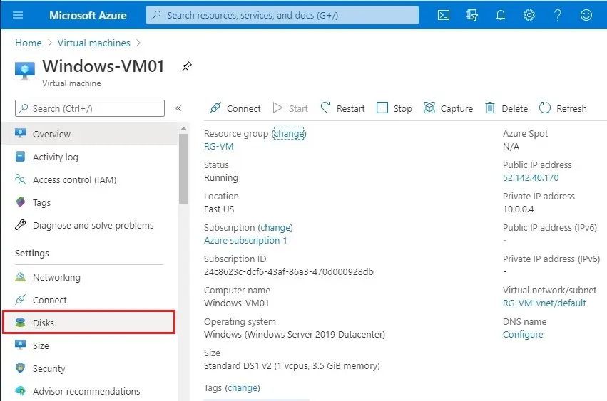 azure virtual machine disks