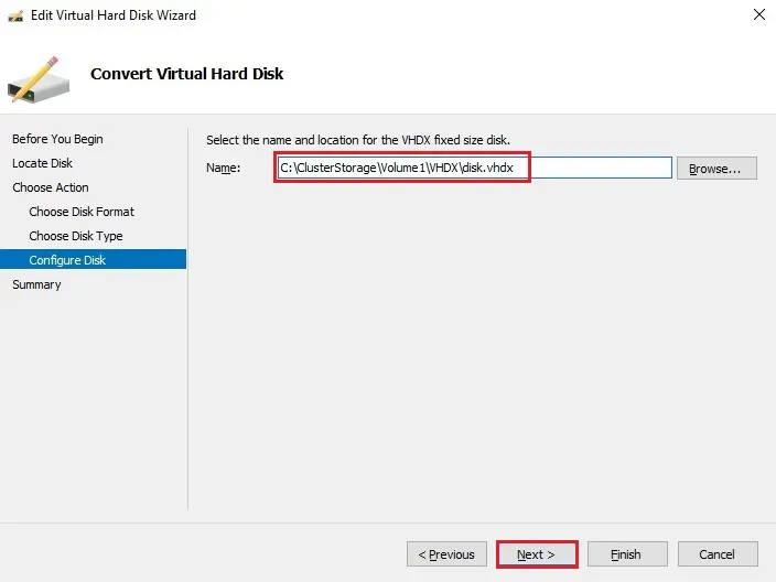 convert virtual hard disk configure