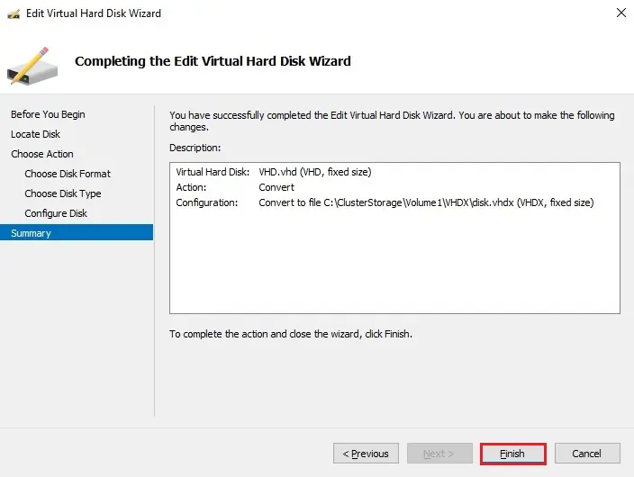 convert virtual hard disk summary