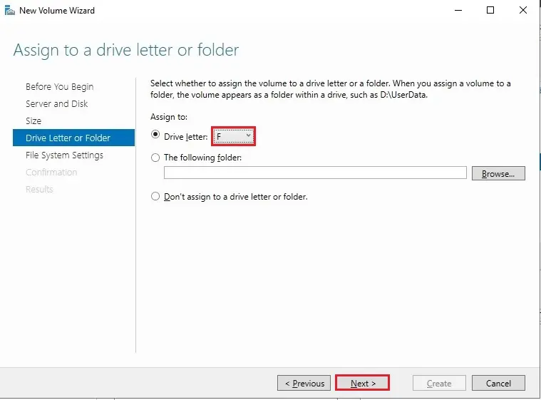 drive letter or folder