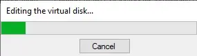 editing the virtual disk progress