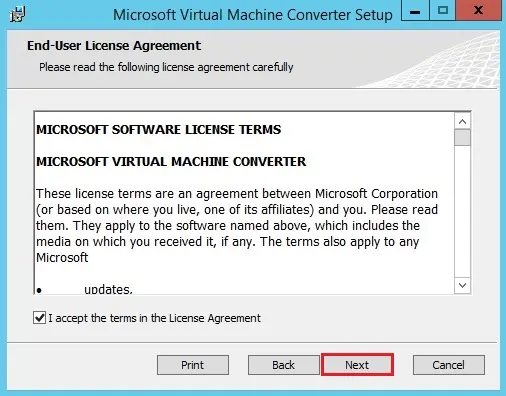 microsoft vm converter end user license