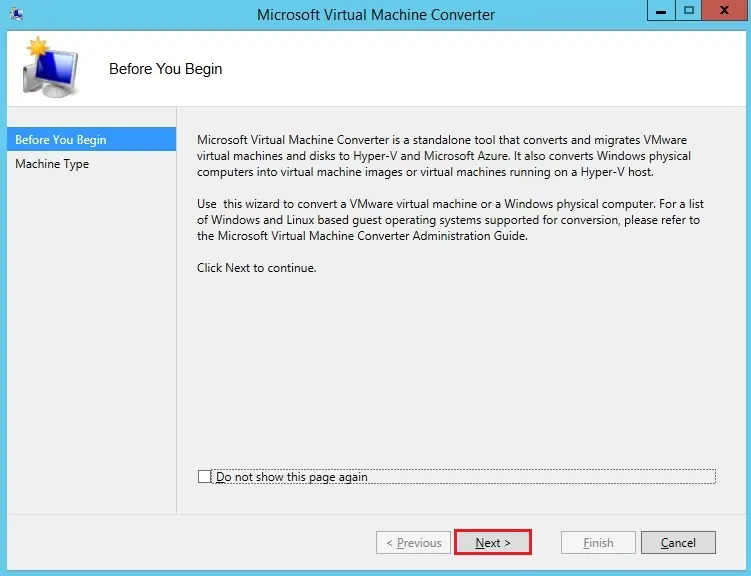 microsoft vm converter wizard