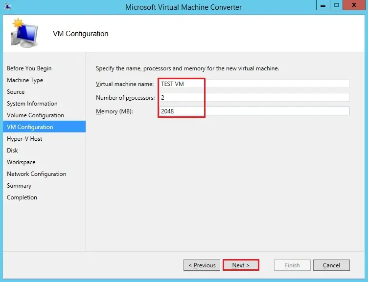 mvmc vm configuration