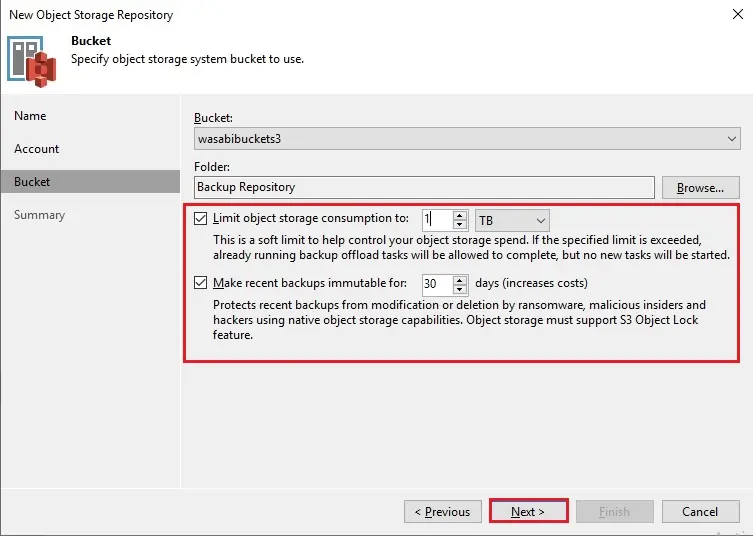 new object storage repository bucket