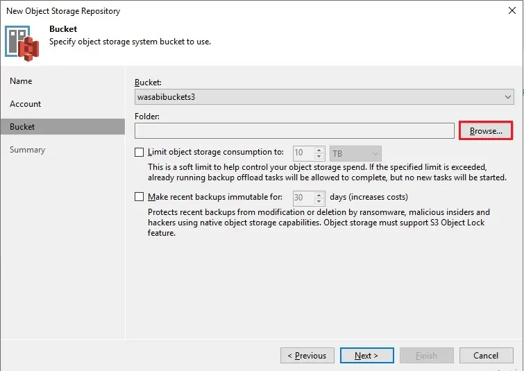 new object storage repository bucket