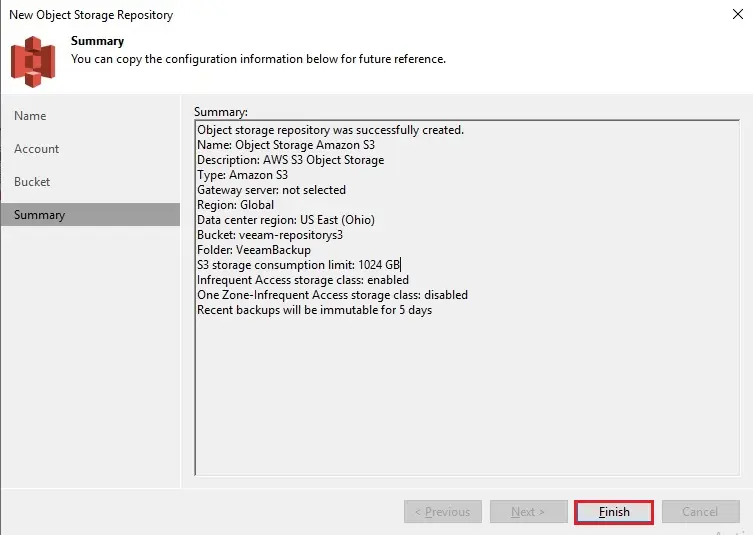 new object storage repository summary