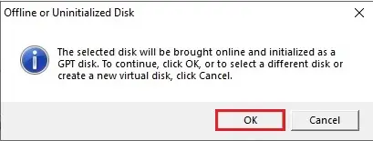 offline or unutilized disk warning