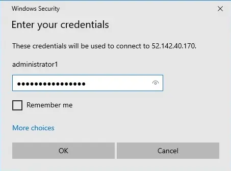 remote desktop connection credentials