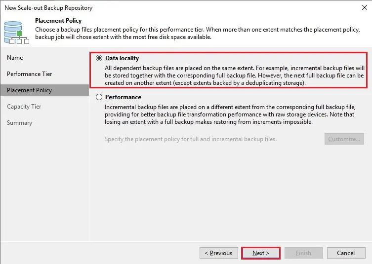 scale-out repository performance policy