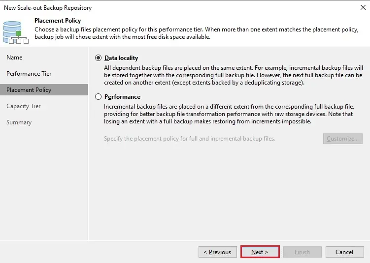 scale-out repository performance policy