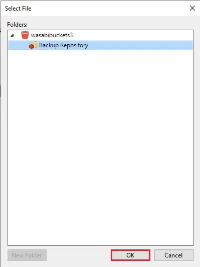 select backup repository 