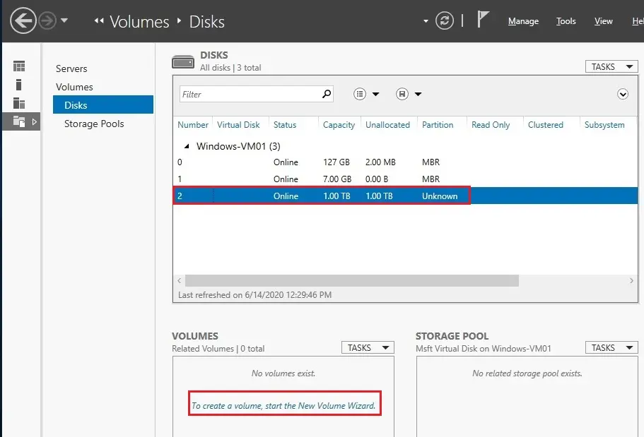 server manager disks