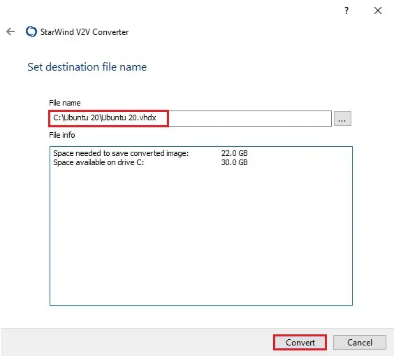 starwind v2v destination file