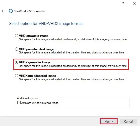 starwind v2v vhd vhdx