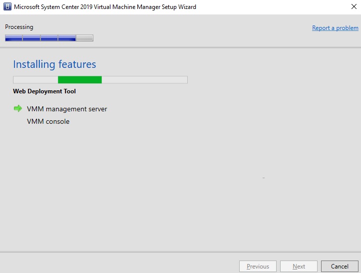 system center installing features