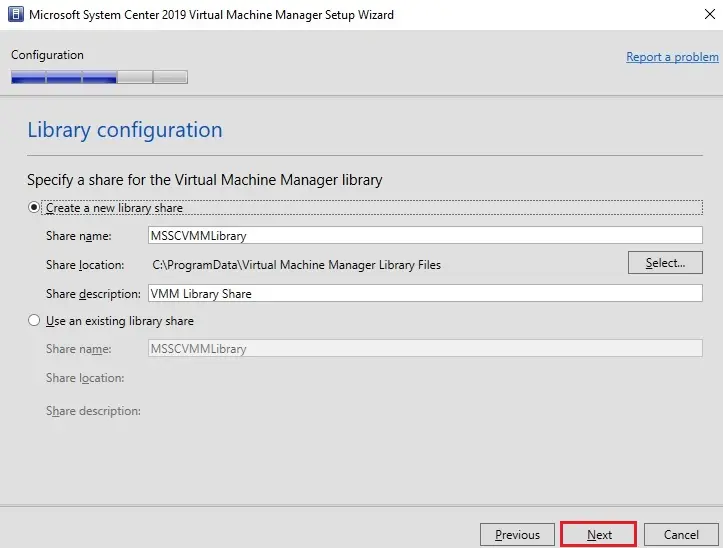 system center library configuration