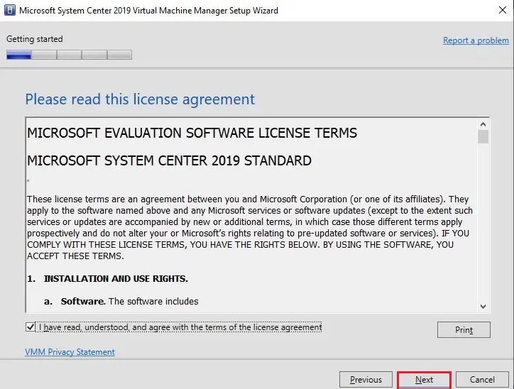 system center wizard license agreement