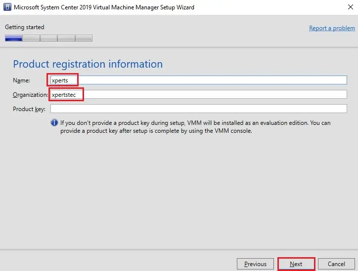 system center wizard product registration