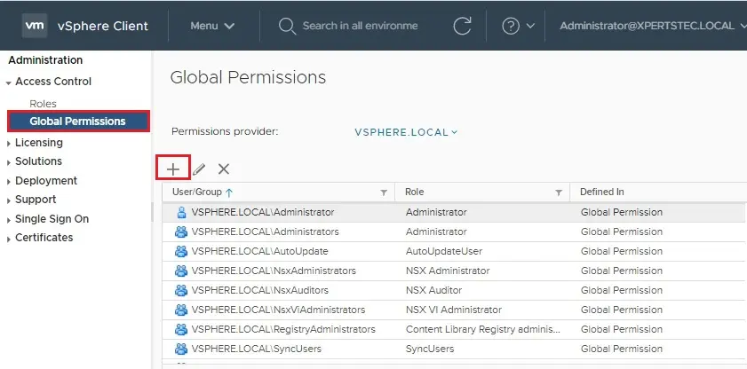 vcenter global permissions