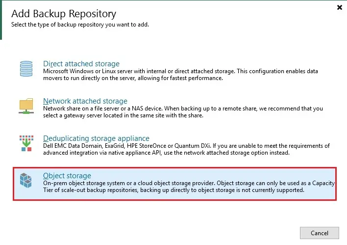 veeam add backup repository