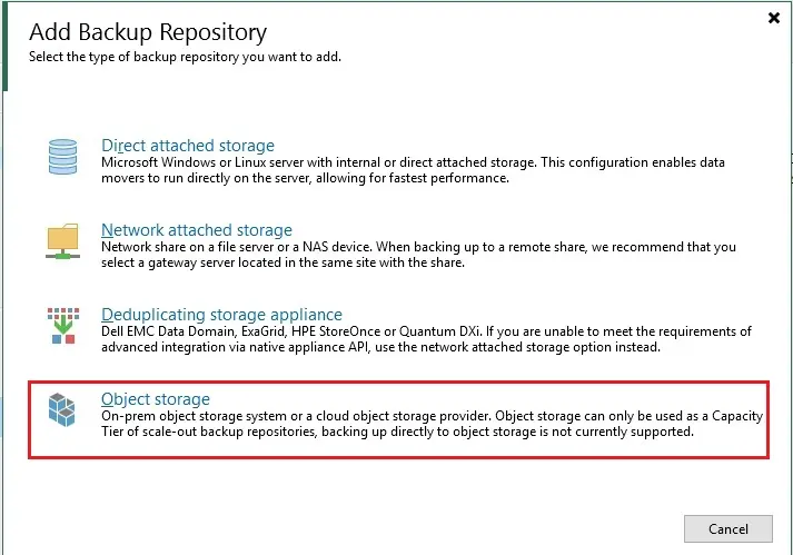 veeam add backup repository