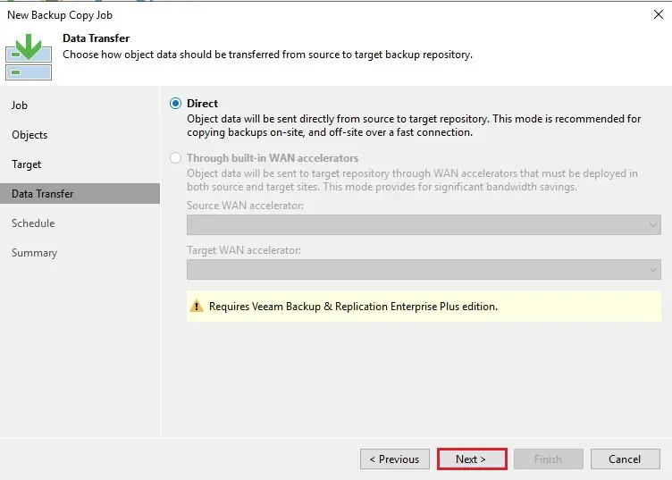 veeam backup copy data transfer