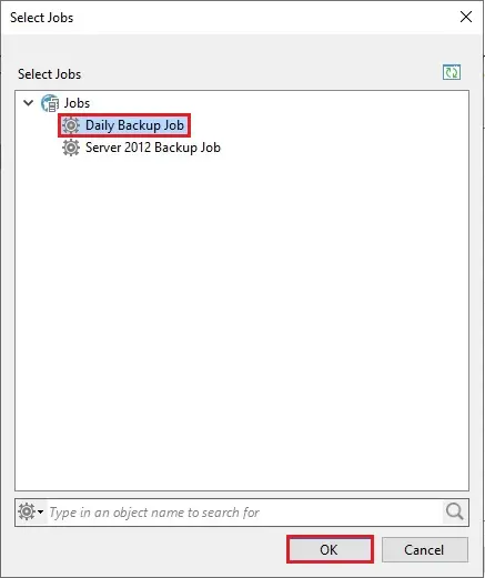 veeam backup copy object select job