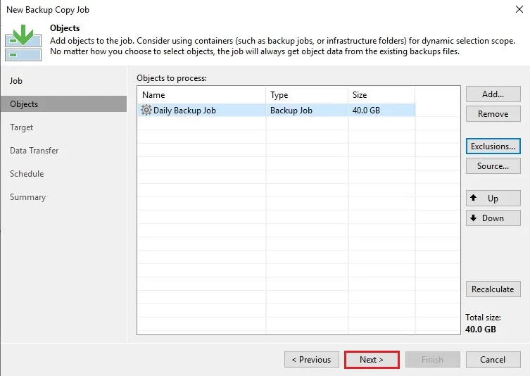 veeam backup copy objects