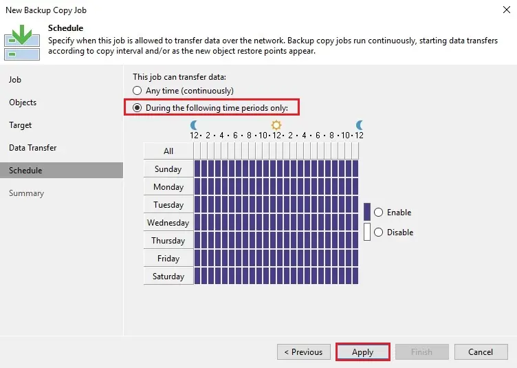 veeam backup copy schedule