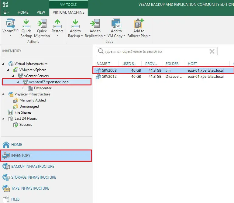 veeam backup inventory