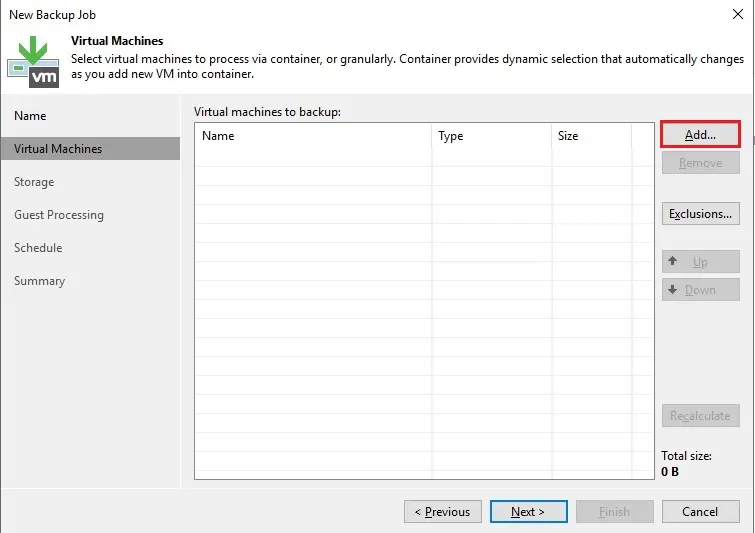 veeam backup job virtual machine