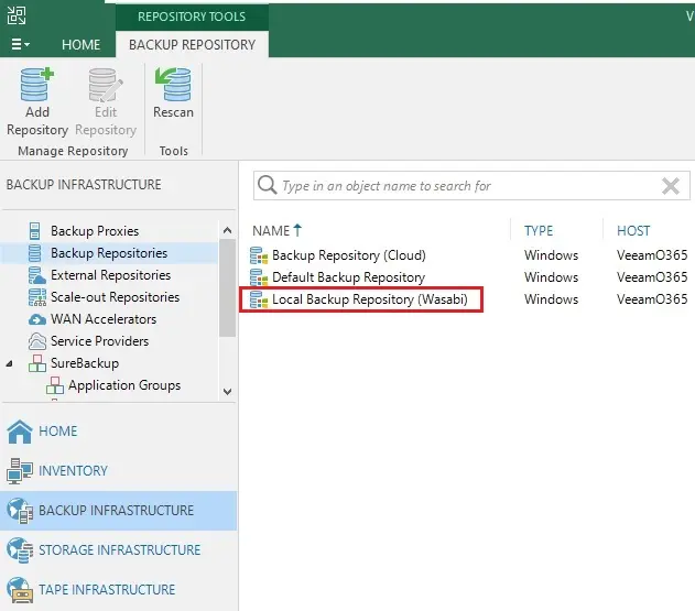 veeam console