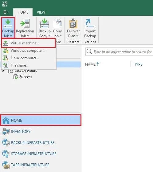 veeam console backup