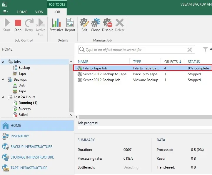 veeam console file to tap