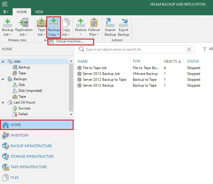 veeam console home