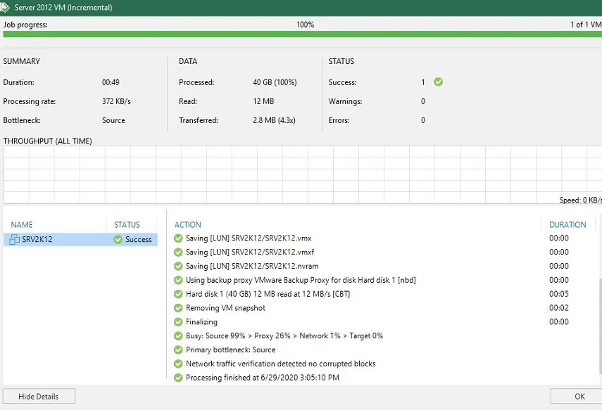 veeam job progress