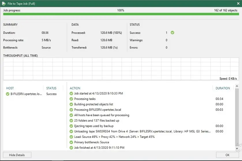 veeam job progress completed