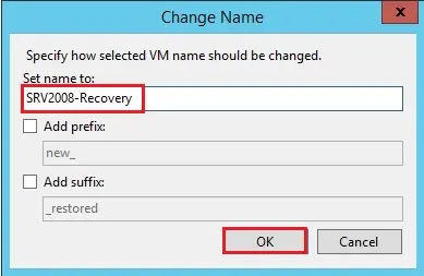 veeam vm restore change name