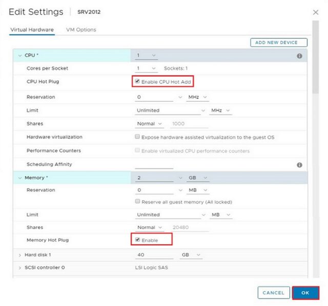 Cpu hot plug vmware что значит