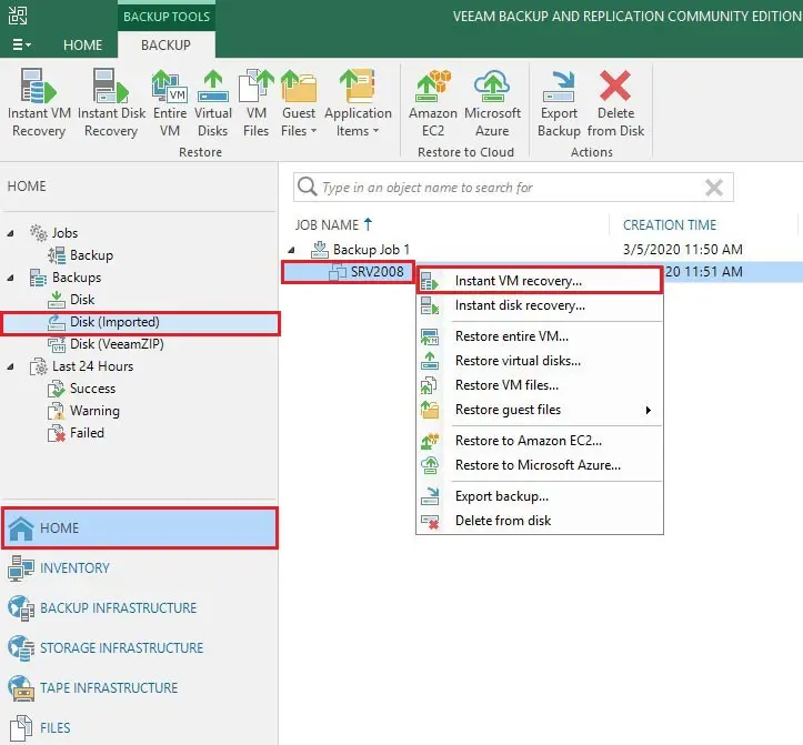 vm instant recovery veeam