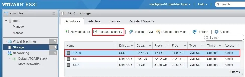 vmware esxi datastore