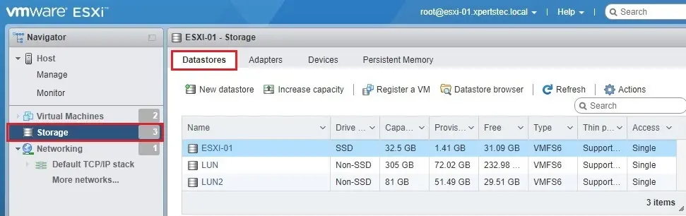 vmware esxi datastore