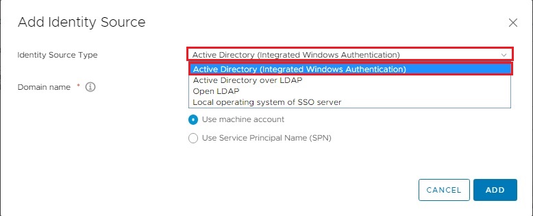 vsphere add identity source