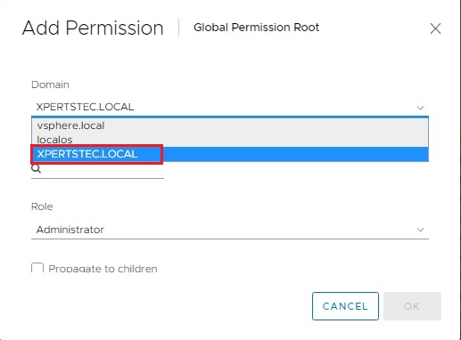 vsphere add permission