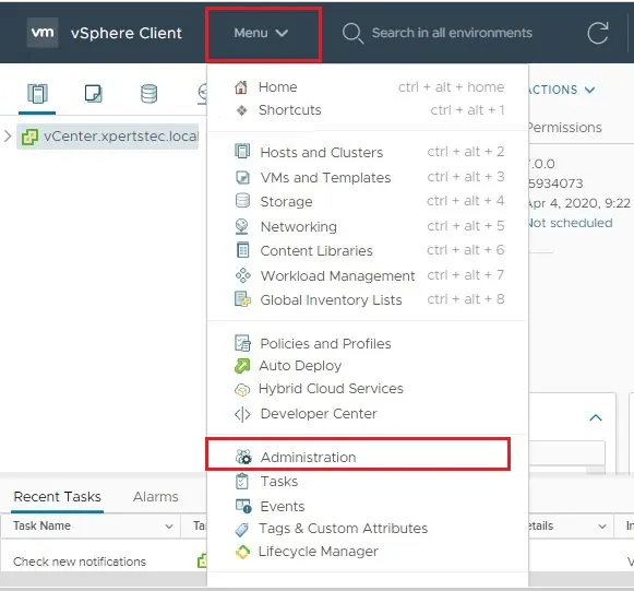 vsphere client home