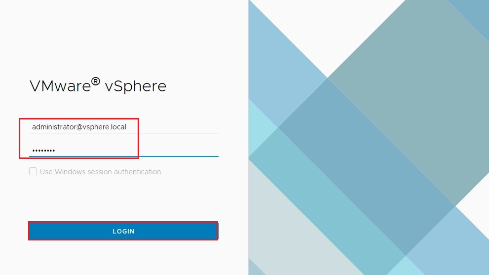 vsphere client login