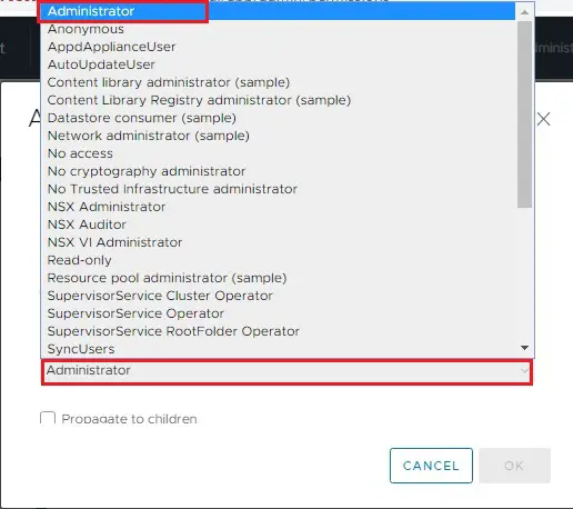 vsphere global permissions root