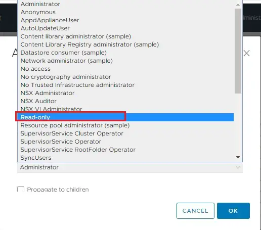 vsphere global permissions root