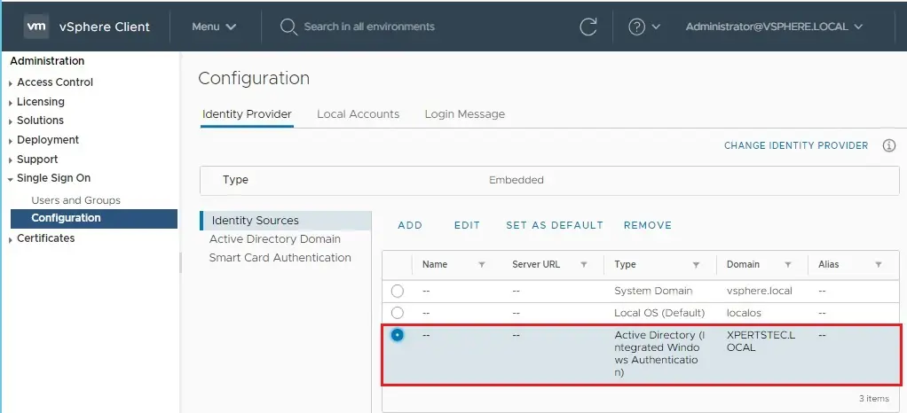 vsphere identity source summary